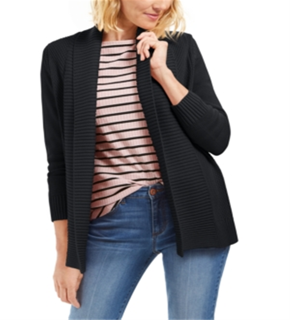 Suéter feminino Charter Club com gola xale e pontos mistos, preto, pequeno e pequeno