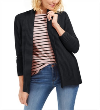Suéter feminino Charter Club com gola xale e pontos mistos, preto, pequeno e pequeno