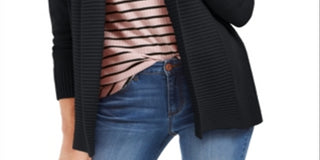 Suéter feminino Charter Club com gola xale e pontos mistos, preto, pequeno e pequeno