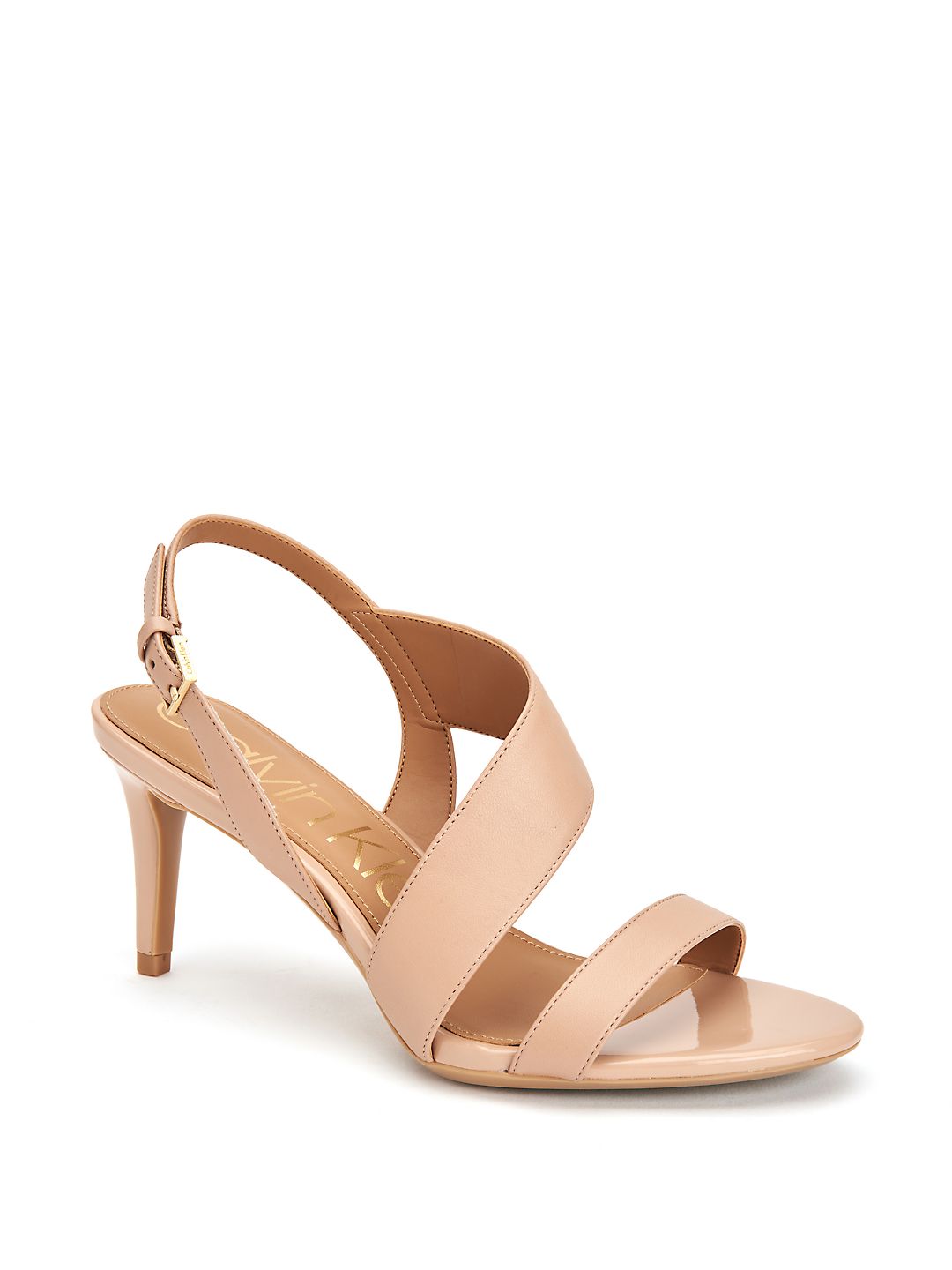 Sandálias de couro femininas Calvin Klein Lancy com tiras, marrom, tamanho 9,5 M