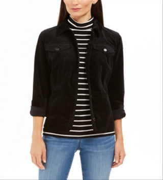 Jaqueta de veludo feminina Charter Club preta, tamanho 2XL