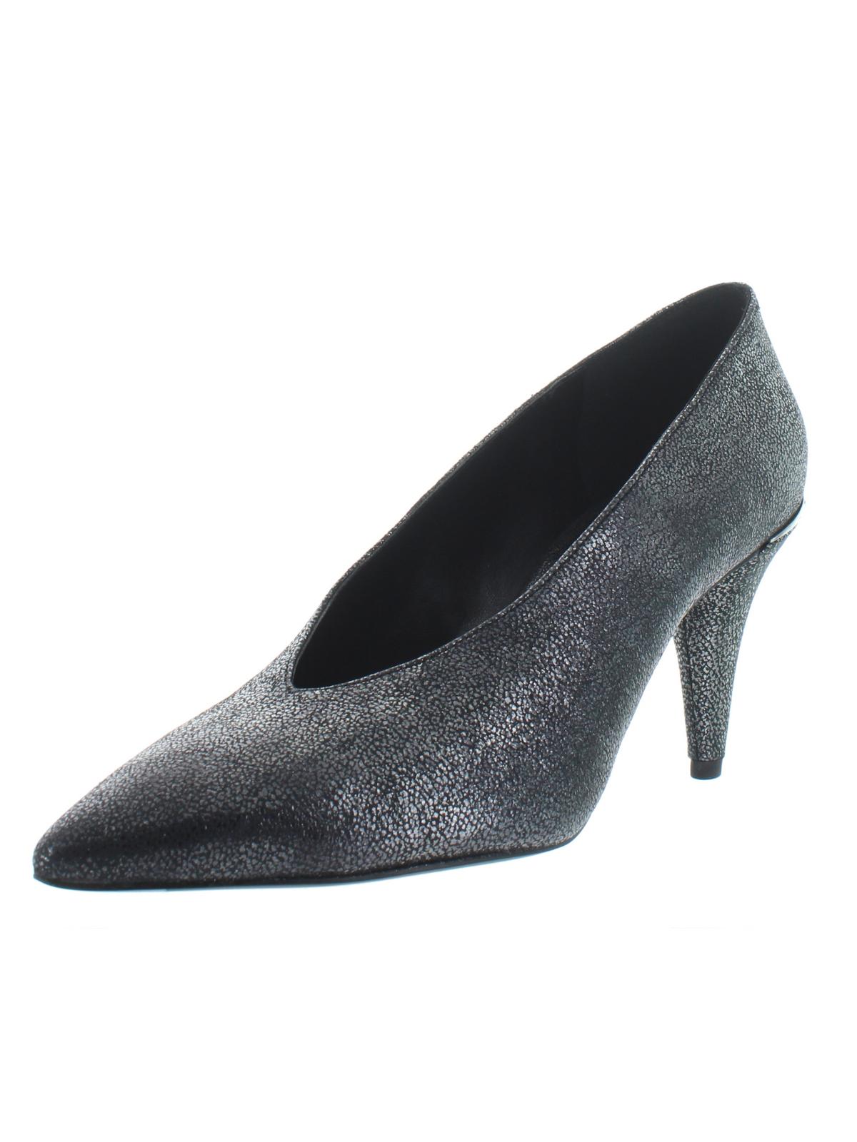 Michael Kors Lizzy Leather Metallic Scarpin Feminino Prateado Tamanho 7 M