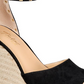 Thalia Sodi Sapatos de alpargata femininos com bico redondo e fivela, pretos, tamanho 8,5 M