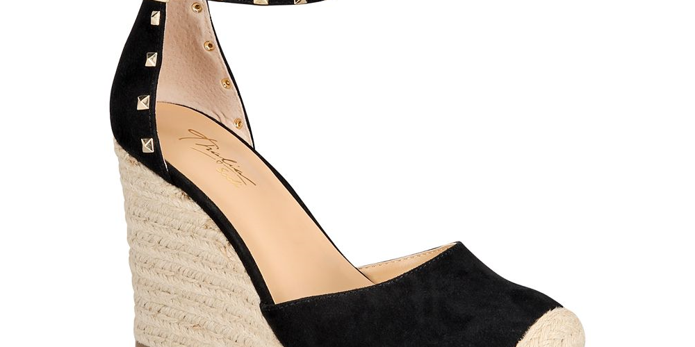 Thalia Sodi Sapatos de alpargata femininos com bico redondo e fivela, pretos, tamanho 8,5 M