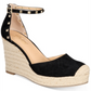 Thalia Sodi Sapatos de alpargata femininos com bico redondo e fivela, pretos, tamanho 8,5 M