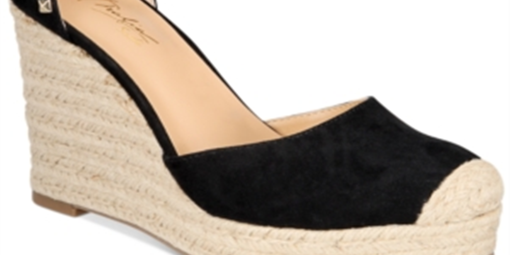 Thalia Sodi Sapatos de alpargata femininos com bico redondo e fivela, pretos, tamanho 8,5 M