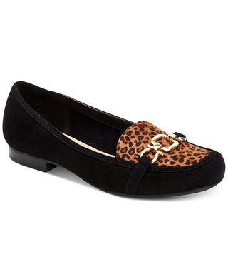 Sapatos mocassins femininos Charter Club Alettee com bico quadrado, pretos, tamanho 10 M