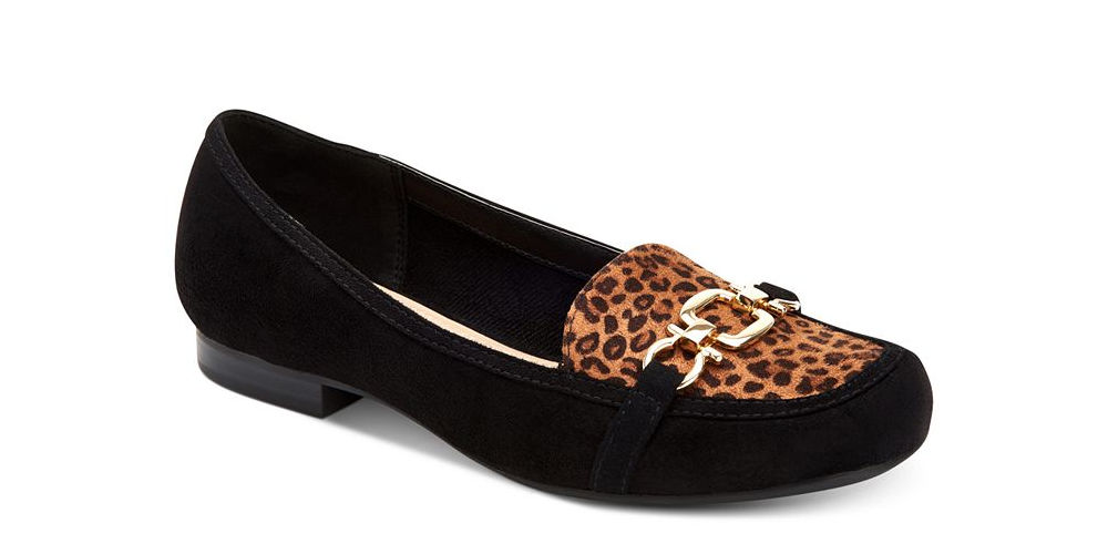 Sapatos mocassins femininos Charter Club Alettee com bico quadrado, pretos, tamanho 10 M