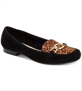 Sapatos mocassins femininos Charter Club Alettee com bico quadrado, pretos, tamanho 10 M