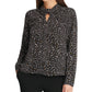 Blusa feminina DKNY com estampa de confete e gola torcida, cinza, tamanho X-S