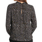 Blusa feminina DKNY com estampa de confete e gola torcida, cinza, tamanho X-S