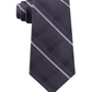 Gravata de seda listrada xadrez Glen tonal clássica masculina Michael Kors, preta, tamanho regular
