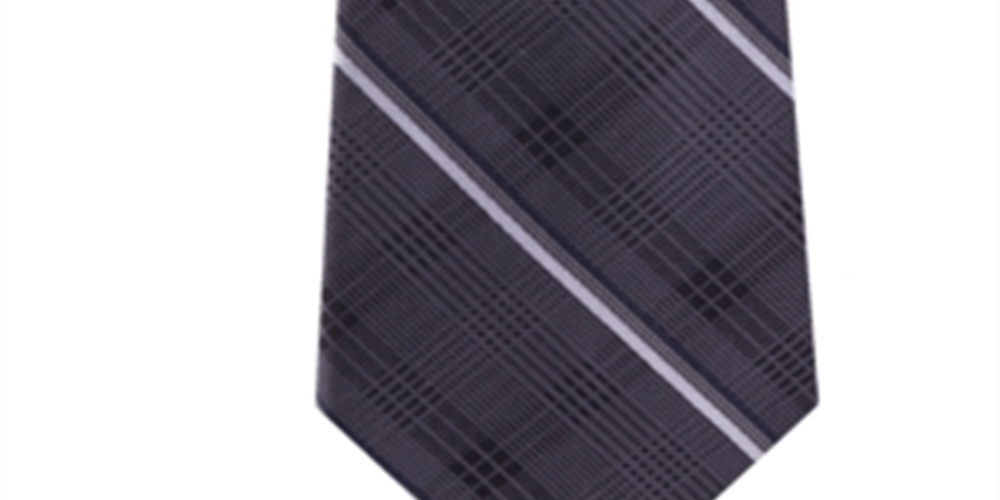 Gravata de seda listrada xadrez Glen tonal clássica masculina Michael Kors, preta, tamanho regular