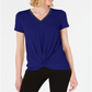 JM Collection Top Feminino com Frente Torcida e Enfeites Azul Tamanho Pequeno XL
