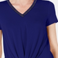 JM Collection Top Feminino com Frente Torcida e Enfeites Azul Tamanho Pequeno XL