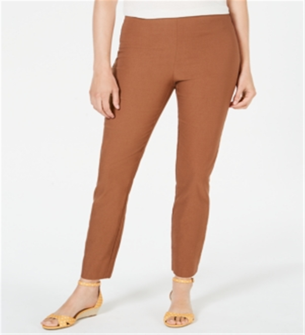 Calça feminina Chelsea Tummy Control Skinny Leg Tornozelo Charter Club Marrom Tamanho 8