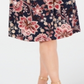 Vestido feminino floral com manga 3/4 e decote em joia, comprimento até o joelho, azul, tamanho 18W