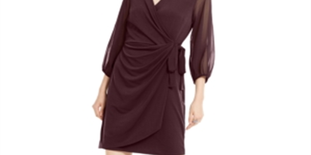 Vestido envelope feminino acima do joelho INC International Concepts, vestido formal, vermelho, tamanho médio
