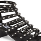 Sandália Steve Madden Mania com tiras, feminina, preta, couro multicolorido, tamanho 6 M