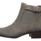 Gentle Souls Botas Femininas Chelsea de Couro com Fivela Melhor, Biqueira Fechada, Cano Curto, Cinza, Tamanho 5,5 M
