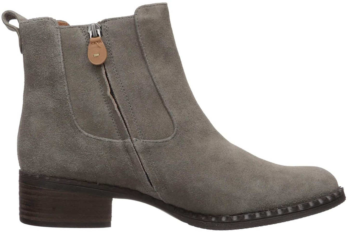 Gentle Souls Botas Femininas Chelsea de Couro com Fivela Melhor, Biqueira Fechada, Cano Curto, Cinza, Tamanho 5,5 M