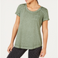 Camiseta feminina estilo &amp; co com bolso no peito, manga curta e gola redonda, tamanho extragrande, verde