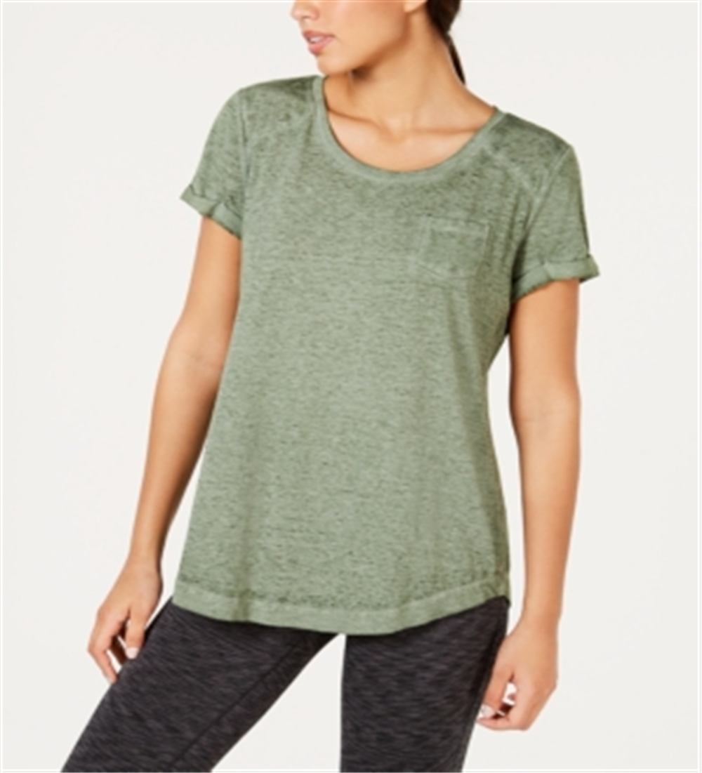 Camiseta feminina estilo &amp; co com bolso no peito, manga curta e gola redonda, tamanho extragrande, verde