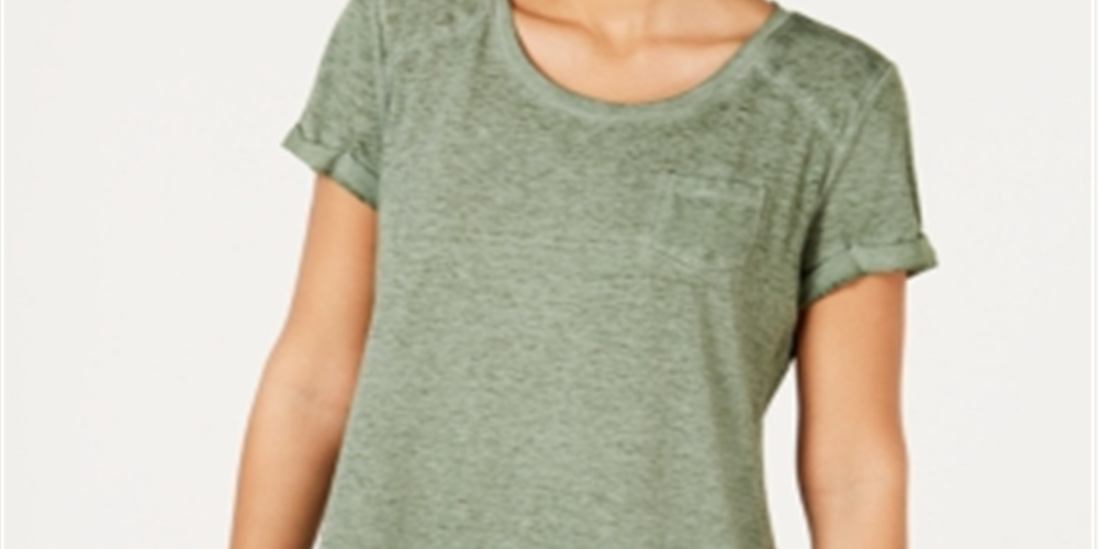 Camiseta feminina estilo &amp; co com bolso no peito, manga curta e gola redonda, tamanho extragrande, verde
