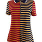 Camisa polo feminina Tommy Hilfiger Plus listrada em piquê com zíper, azul, tamanho 2X