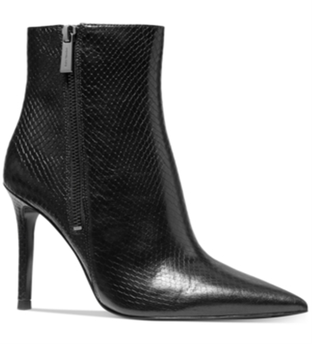 Bota feminina Michael Kors Keke Python em couro com relevo, preta, tamanho 10