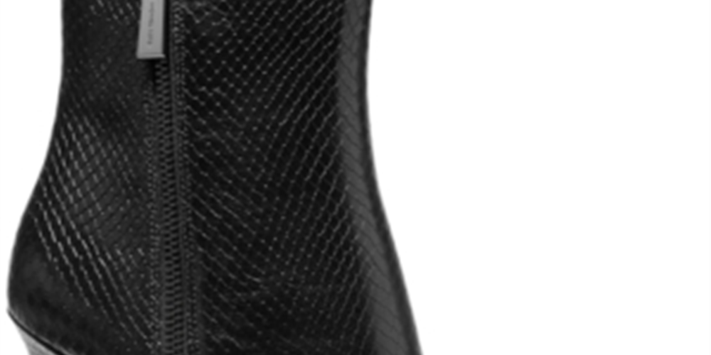 Bota feminina Michael Kors Keke Python em couro com relevo, preta, tamanho 10