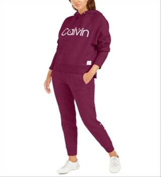 Calvin Klein Moletom com capuz feminino Performance Relaxed Logo Vermelho Tamanho X-G
