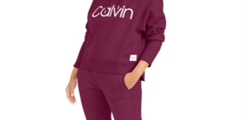 Calvin Klein Moletom com capuz feminino Performance Relaxed Logo Vermelho Tamanho X-G