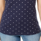 Karen Scott Blusa Feminina Estampada Bordada Gola Canoa Algodão Azul Tamanho Médio