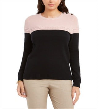 Suéter feminino com blocos de cores e pontos mistos Charter Club, rosa, tamanho extragrande