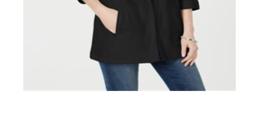 Karen Scott Suéter Feminino Manga 3/4 Frente Aberta Preto Tamanho Pequeno P