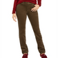 Calça de veludo cotelê feminina Lexington com perna reta, verde, tamanho 6, pequena
