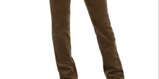 Calça de veludo cotelê feminina Lexington com perna reta, verde, tamanho 6, pequena