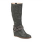 Bota feminina KNS International Garin Wedge de couro sintético até o joelho, cinza, tamanho 12 M