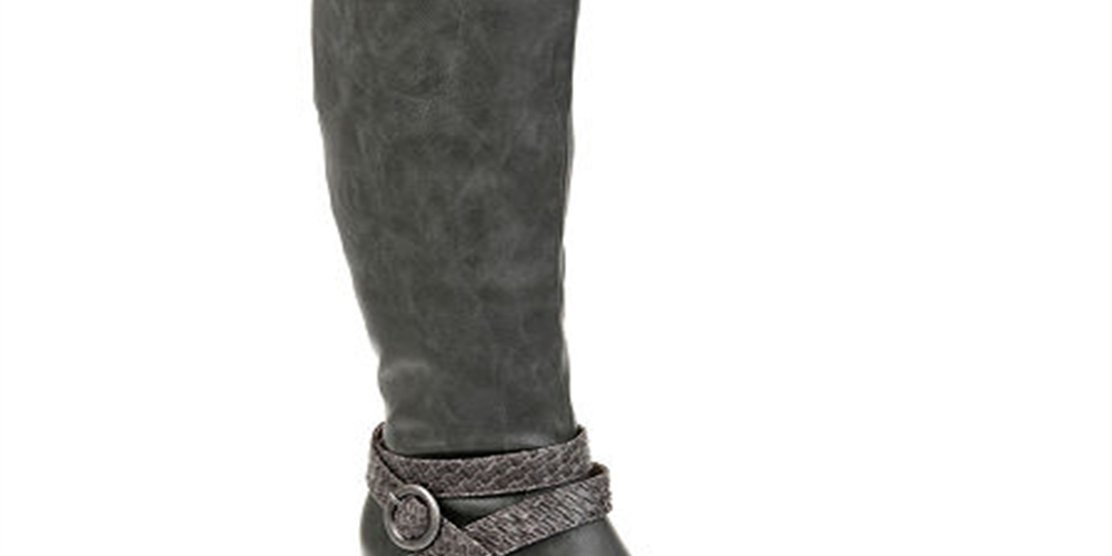 Bota feminina KNS International Garin Wedge de couro sintético até o joelho, cinza, tamanho 12 M