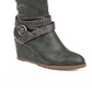Bota feminina KNS International Garin Wedge de couro sintético até o joelho, cinza, tamanho 12 M