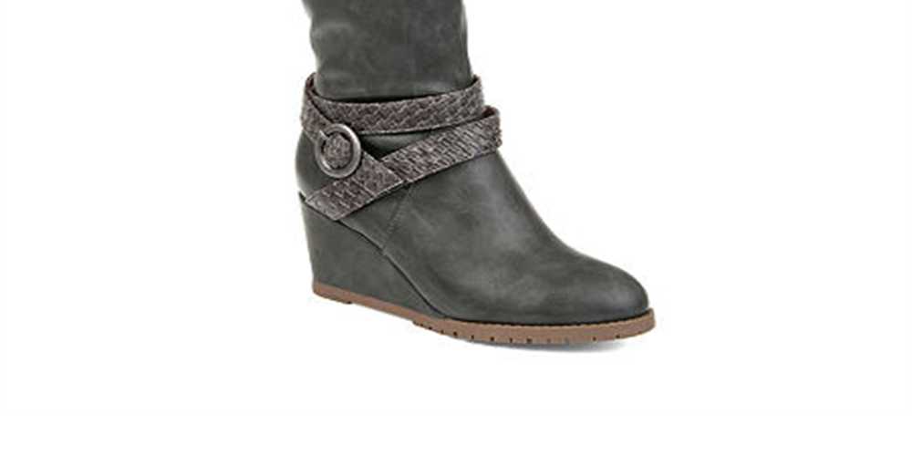 Bota feminina KNS International Garin Wedge de couro sintético até o joelho, cinza, tamanho 12 M