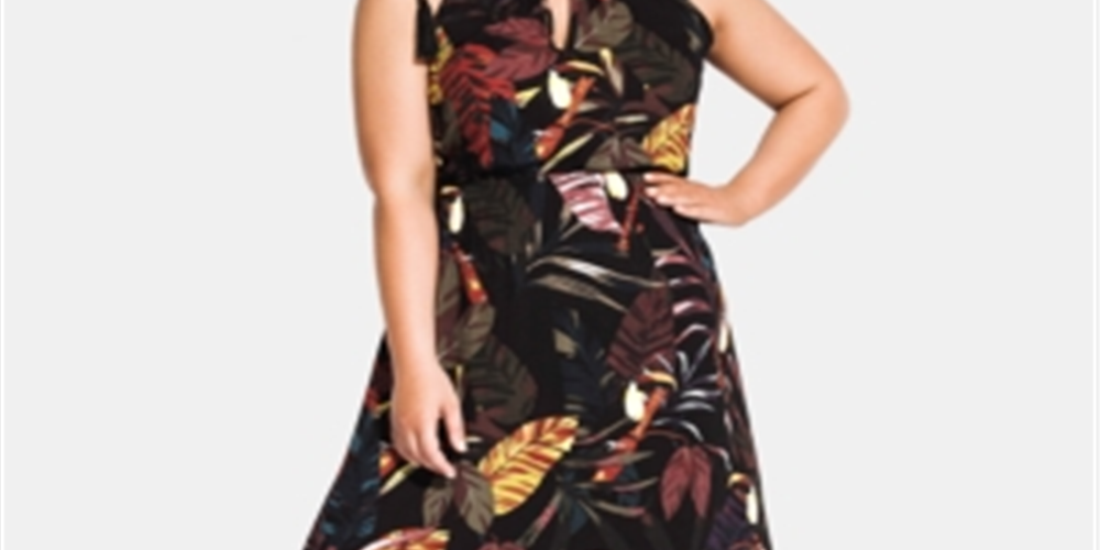 Vestido longo feminino City Chic Canopy preto tamanho 20W