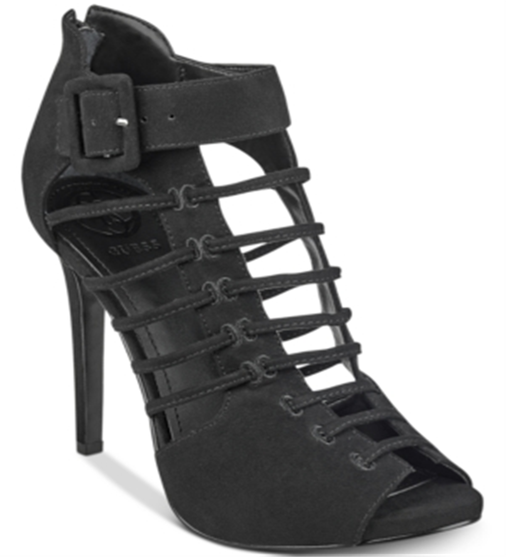 GUESS Adhirra Peep Toe Feminino com Tira no Tornozelo para Ocasiões Especiais, Preto, Tamanho 9