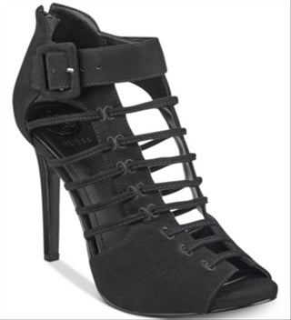 GUESS Womens Adhirra Peep Toe Special Occasion Ankle Strap, Black, Size 9