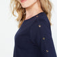 Charter Club Supima Cotton Embellished Top Feminino Azul Tamanho Grande