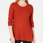 Suéter plissado alto e baixo feminino Style &amp; Co, vermelho, tamanho pequeno, extragrande