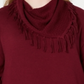 Suéter feminino plus size com franjas e gola alta, vermelho, tamanho 3X