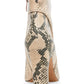 Steve Madden Botas de couro femininas com zíper e bico fino Jenn com estampa de cobra, marrom, tamanho 7,5 M