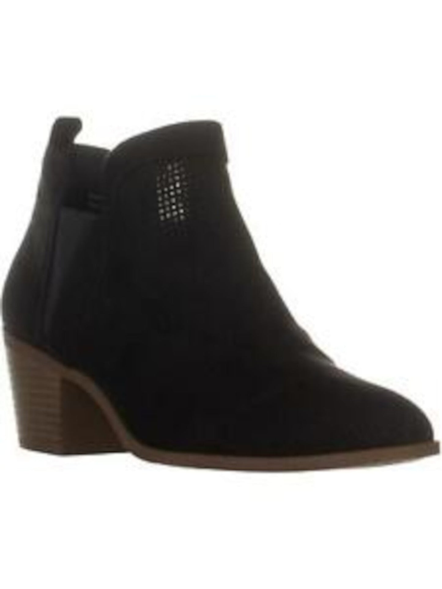 Botas femininas Style &amp; Co Stretch Gore perfuradas acolchoadas Myrrah Almond Toe com salto bloco, pretas, tamanho 9 M